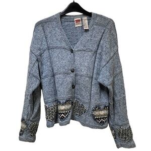 Vintage Marisa Canvas Indigo Cardigan Sweater Size Medium